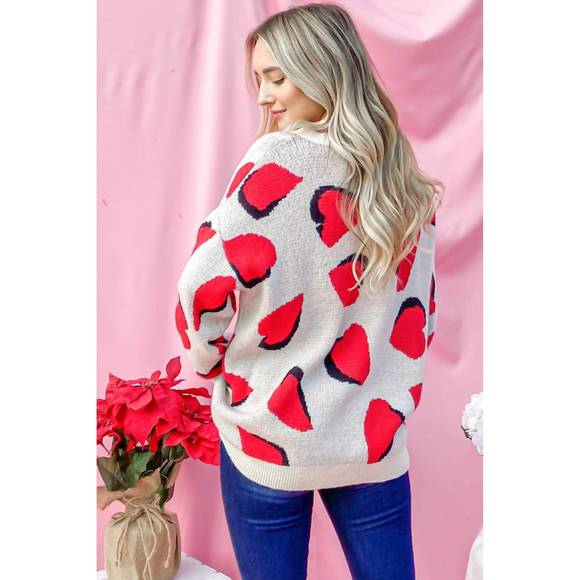 NEW AND THE WHY heart pattern knit sweater top in red - Picture 3 of 3